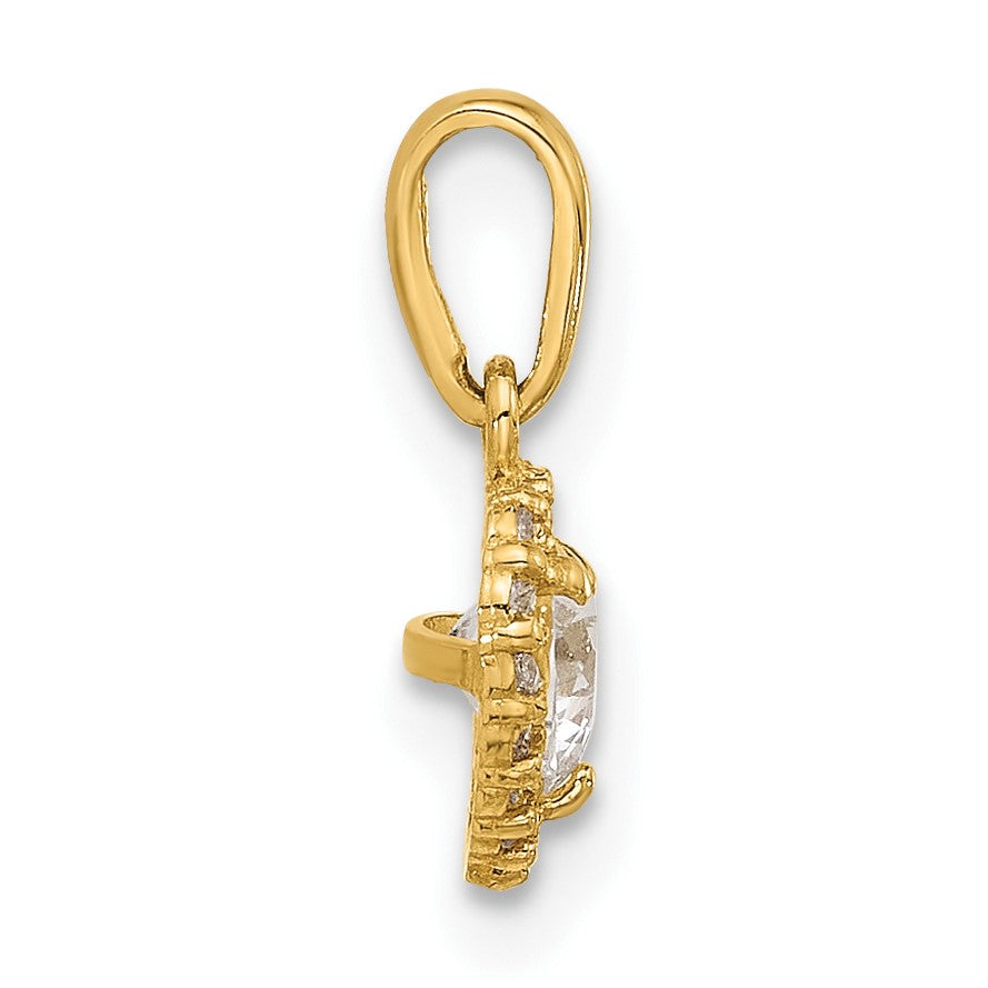14K CZ Halo Heart Pendant