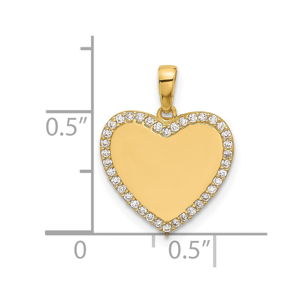 14k Polished CZ Heart Pendant