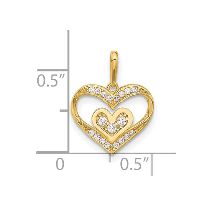 14k Polished CZ Heart Pendant