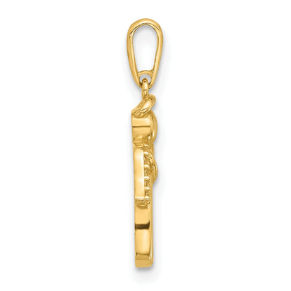 14k Polished CZ Angel Pendant