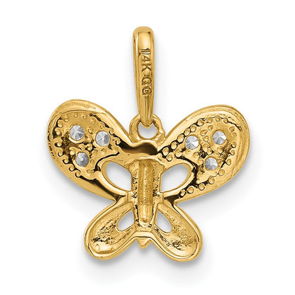14k Polished CZ Butterfly Pendant