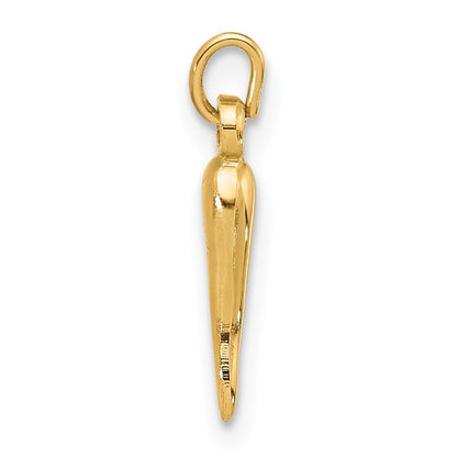 14k Polished Hollow  3-D Italian Horn Pendant