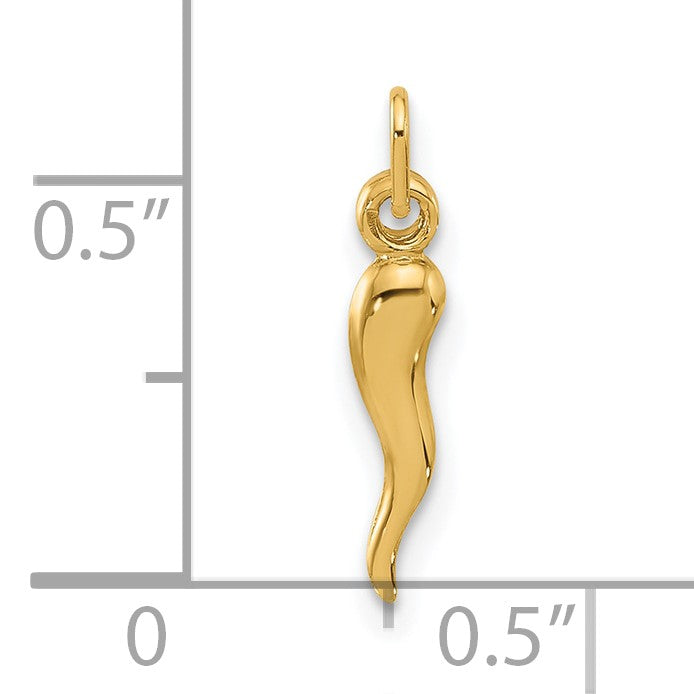 14k Polished Hollow  3-D Italian Horn Pendant