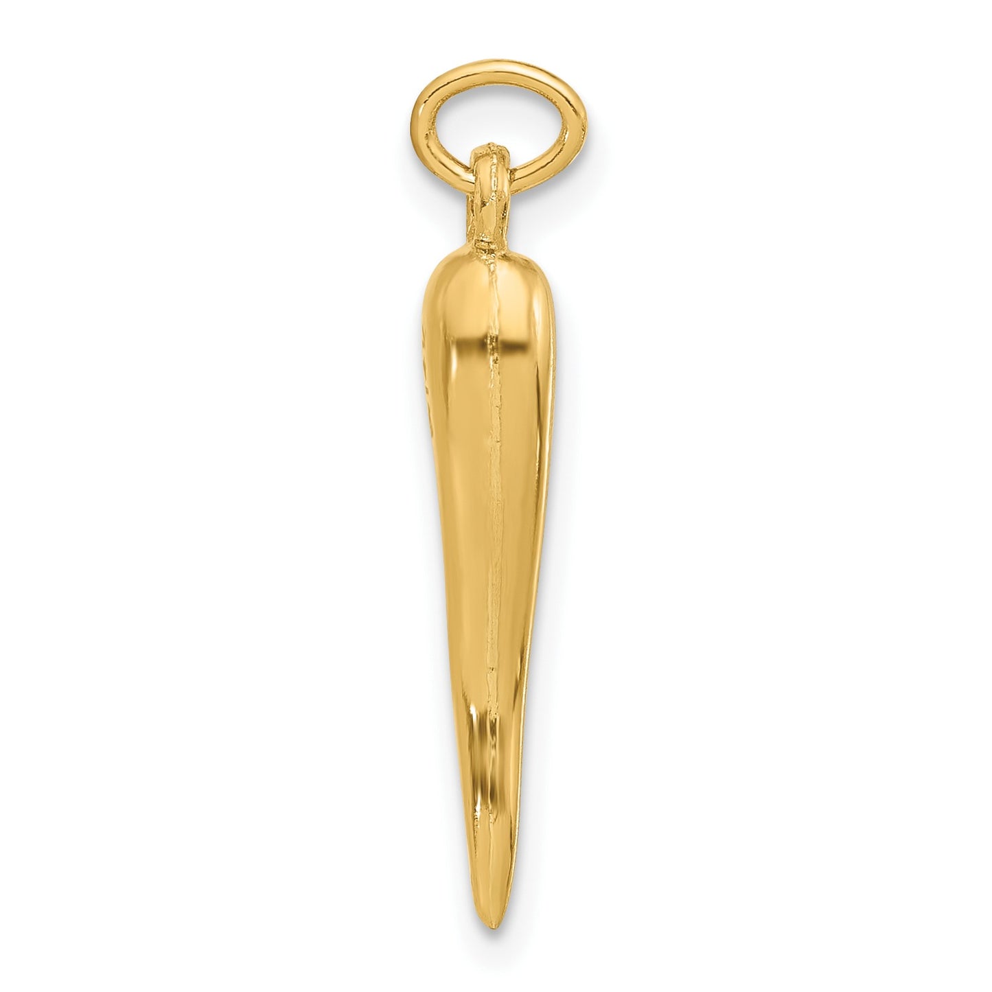 14k Polished 3-D Hollow Italian Horn Pendant