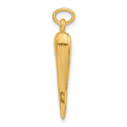 14k Polished 3-D Hollow Italian Horn Pendant