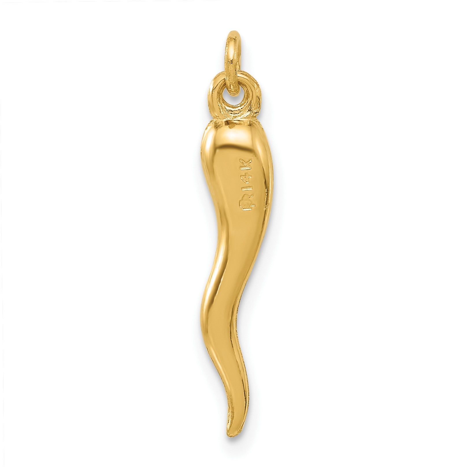 14k Polished 3-D Hollow Italian Horn Pendant