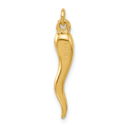 14k Polished 3-D Hollow Italian Horn Pendant