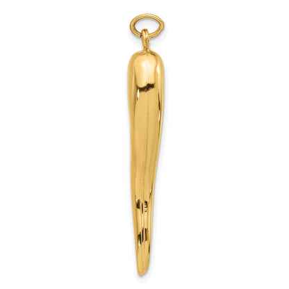 14k Polished Hollow 3-D Italian Horn Pendant