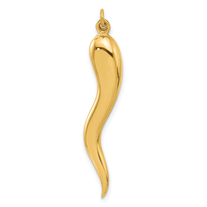 14k Polished Hollow 3-D Italian Horn Pendant