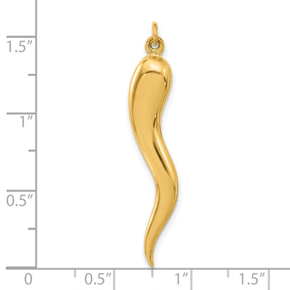 14k Polished Hollow 3-D Italian Horn Pendant