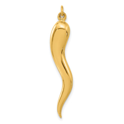 14k Polished Hollow 3-D Italian Horn Pendant