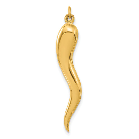 14k Polished Hollow 3-D Italian Horn Pendant