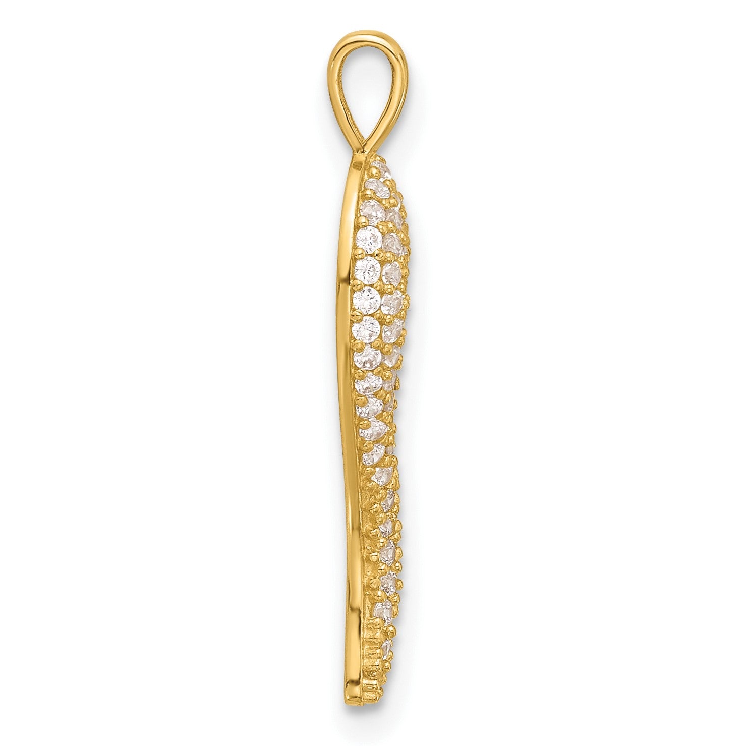 14k Polished CZ Large Italian Horn Pendant