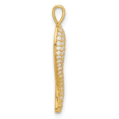 14k Polished CZ Large Italian Horn Pendant
