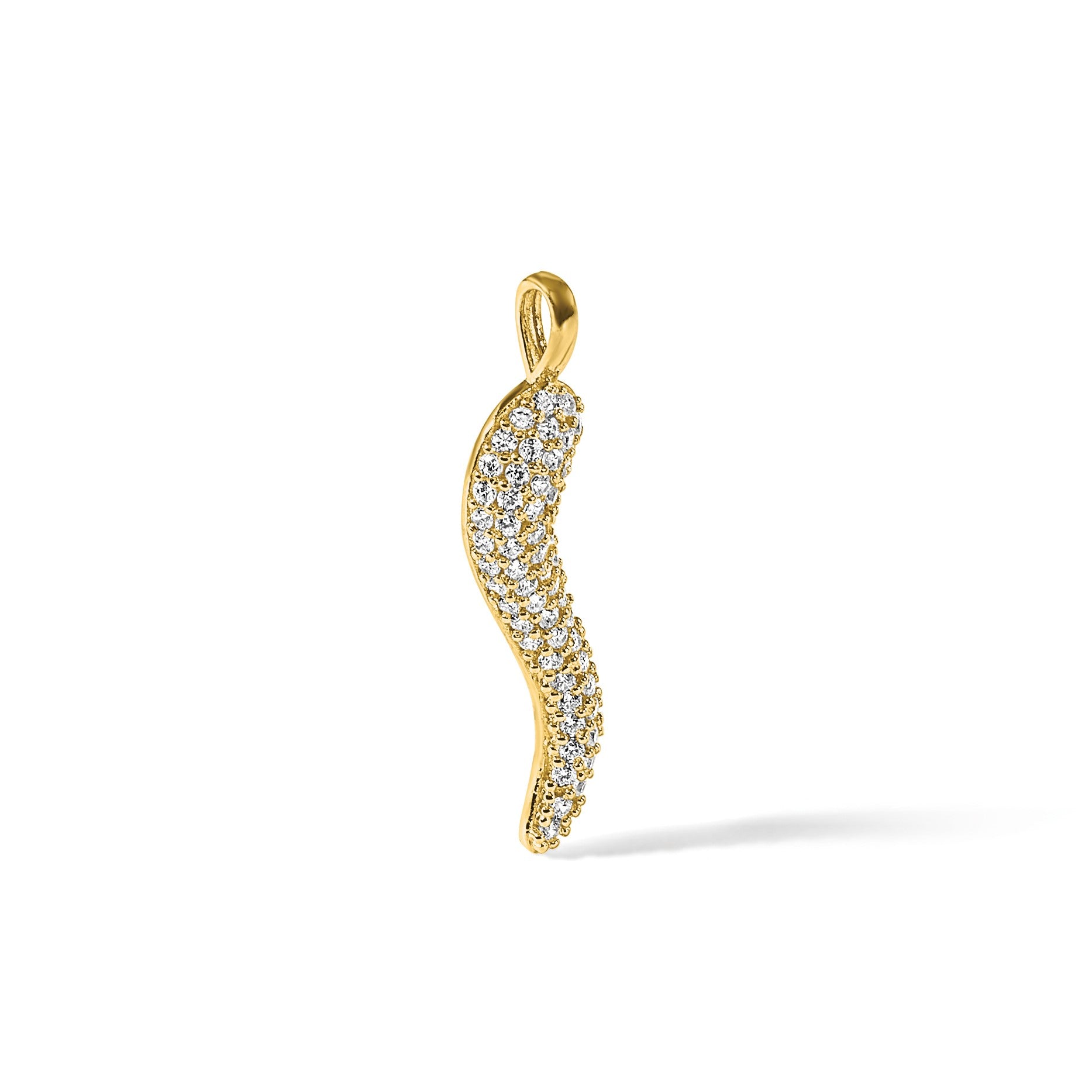 14k Polished CZ Large Italian Horn Pendant