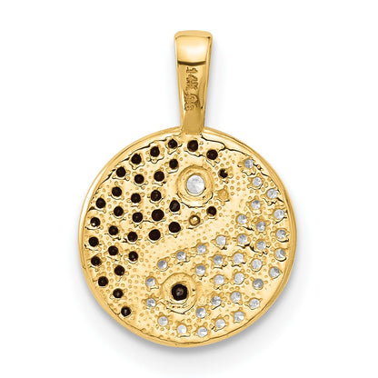 14k with Black Rhodium Black and Clear CZ Yin and Yang Pendant