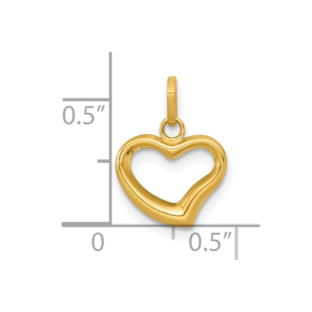 14k Polished Open Heart Charm Pendant