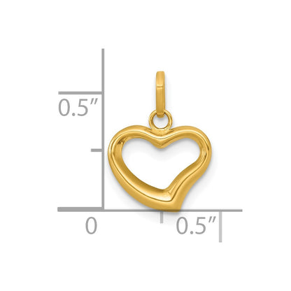 14k Polished Open Heart Charm Pendant