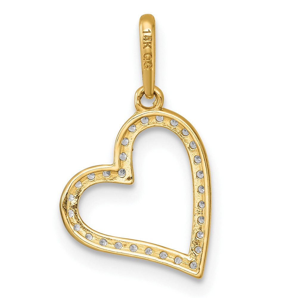 14k Polished CZ Open Heart Pendant