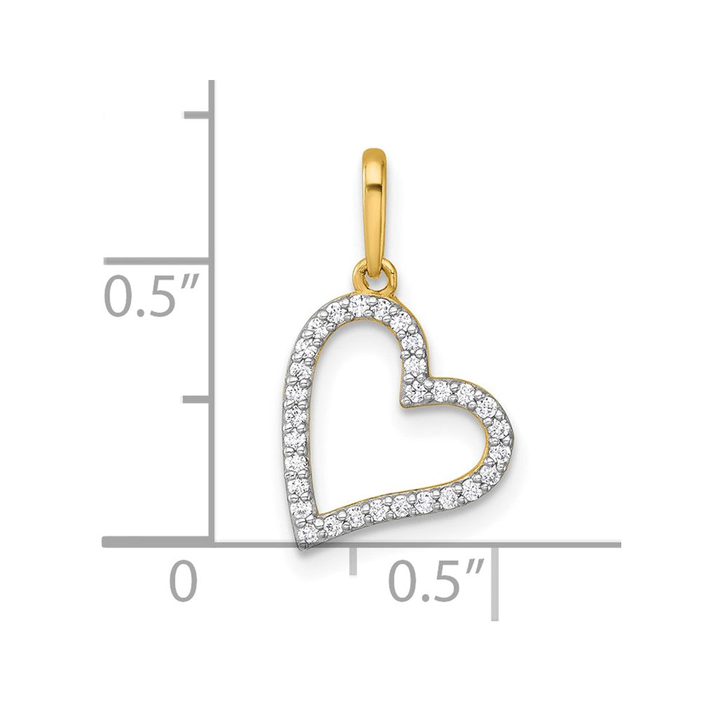 14k Polished CZ Open Heart Pendant