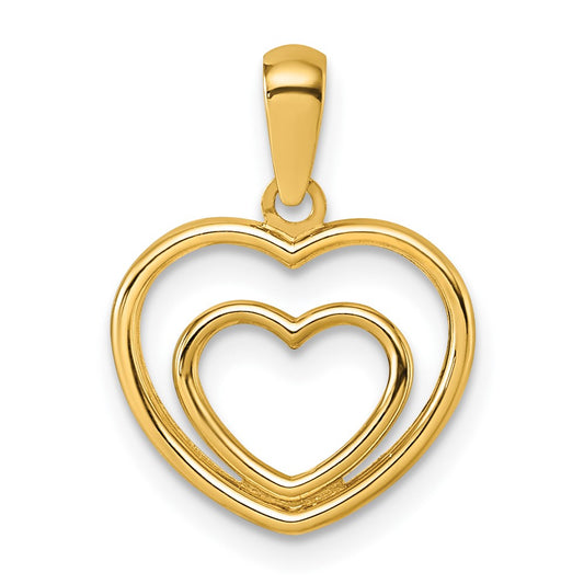 14K Polished Double Heart Pendant