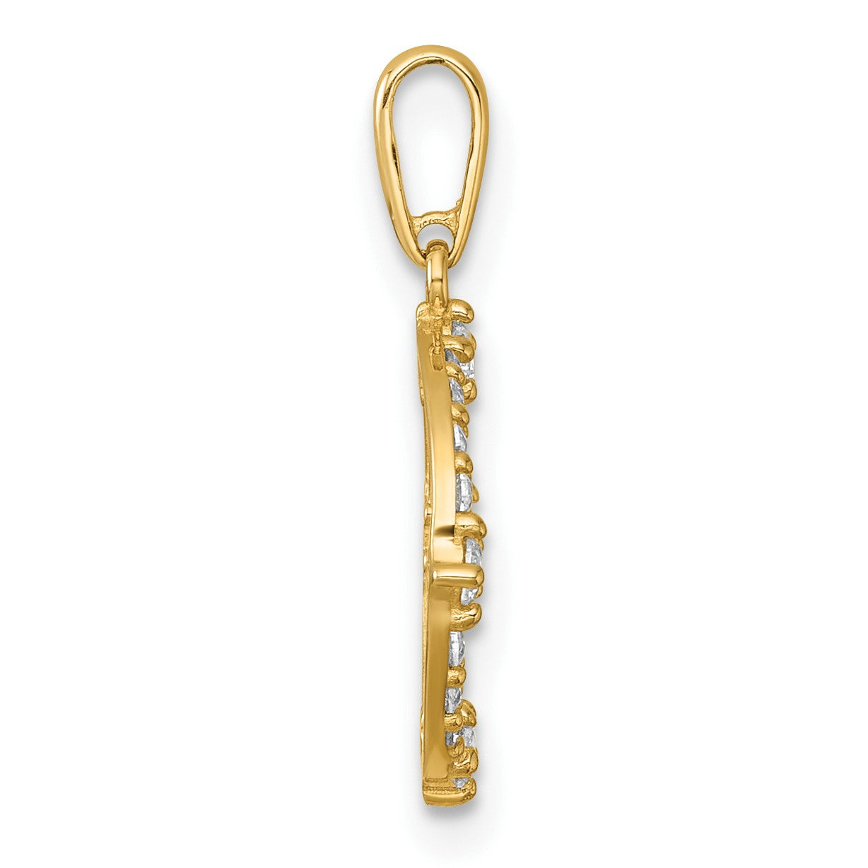 14k Polished CZ Open Circle Pendant