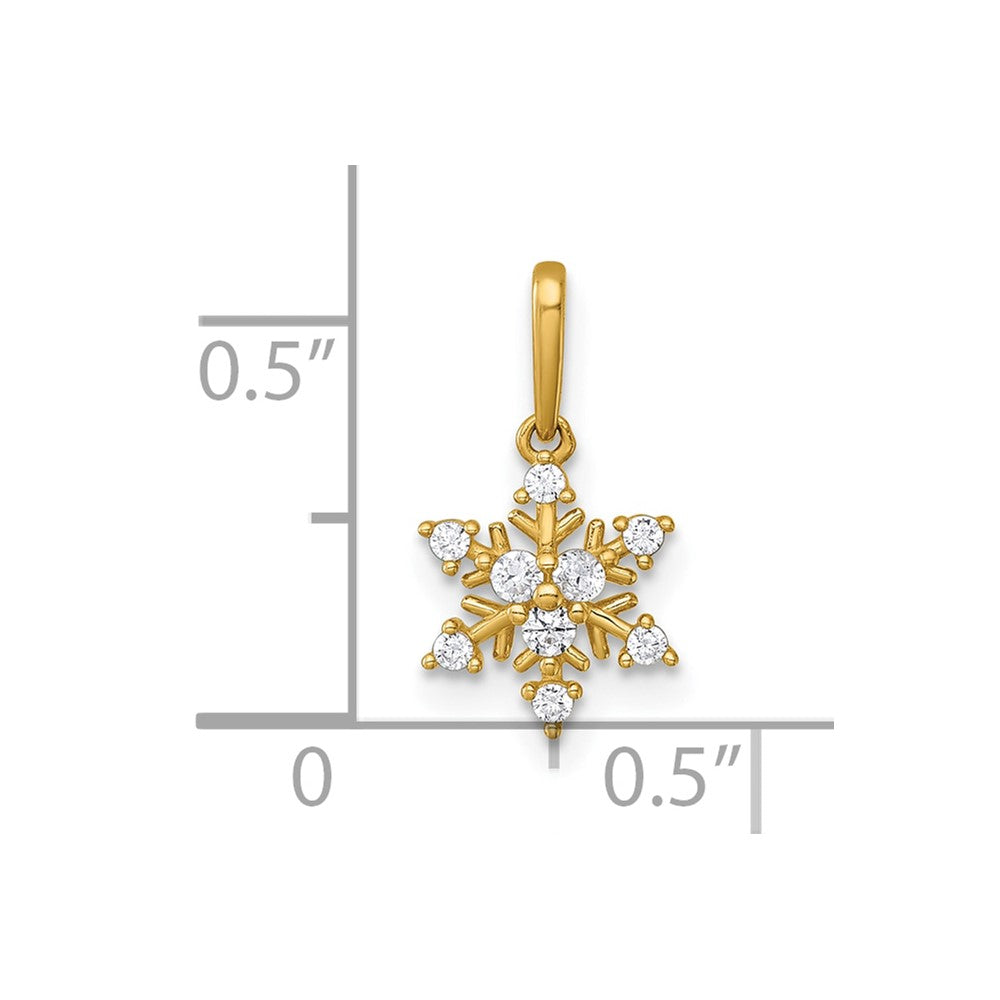 14k Polished CZ Snowflake Pendant