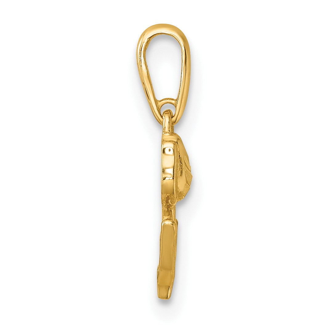 14k Polished and Diamond-cut Tulip Charm