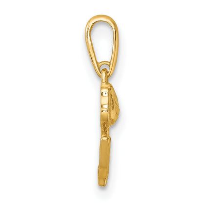 14k Polished and Diamond-cut Tulip Charm