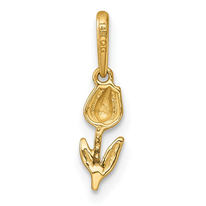 14k Polished and Diamond-cut Tulip Charm