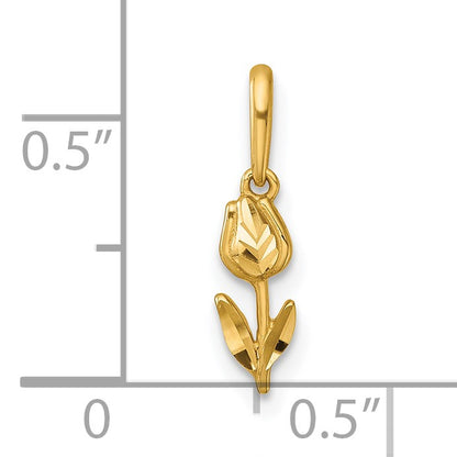 14k Polished and Diamond-cut Tulip Charm