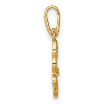 14k Polished CZ Fleur de Lis Charm / Pendant
