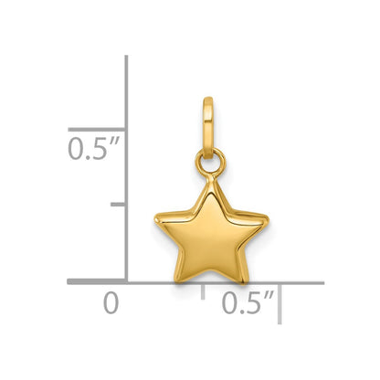 14k Polished 3D Star Charm Pendant