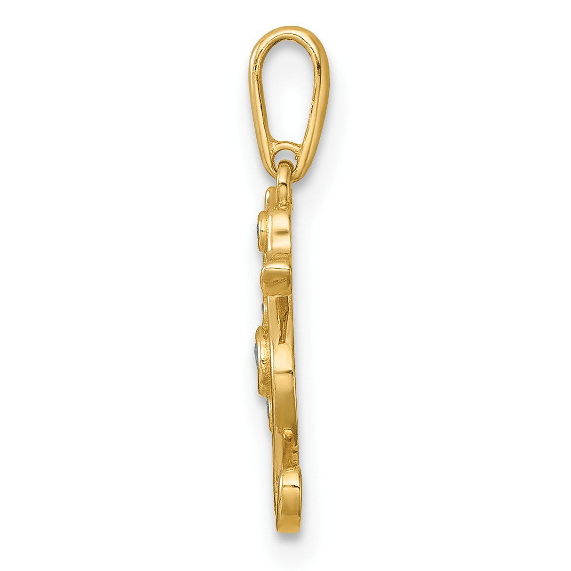 14k Polished CZ Seahorse Charm / Pendant