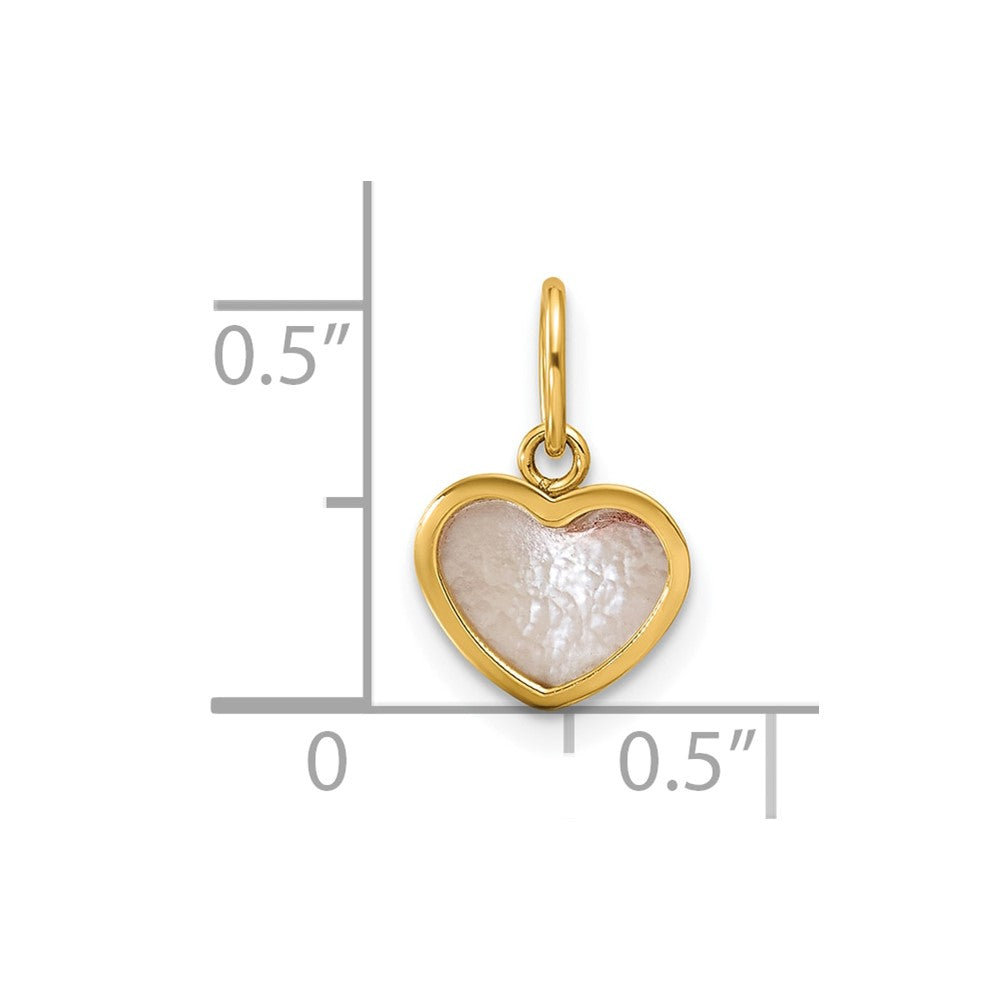 14K Polished Mother of Pearl Heart Pendant