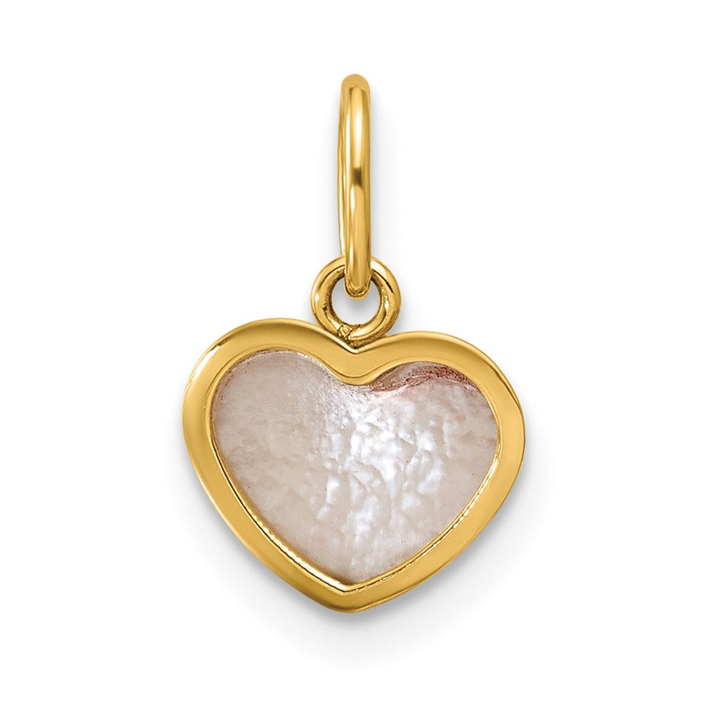 14K Polished Mother of Pearl Heart Pendant