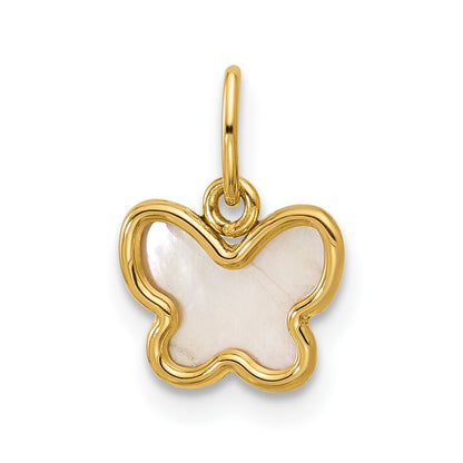 14K Polished Mother of Pearl Butterfly Pendant