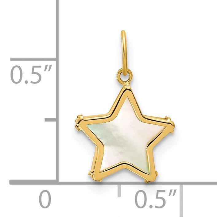14K Polished Mother of Pearl Star Pendant