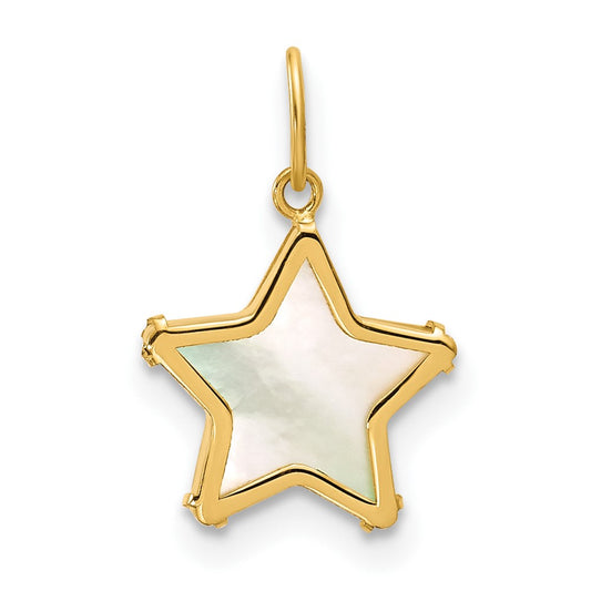 14K Polished Mother of Pearl Star Pendant