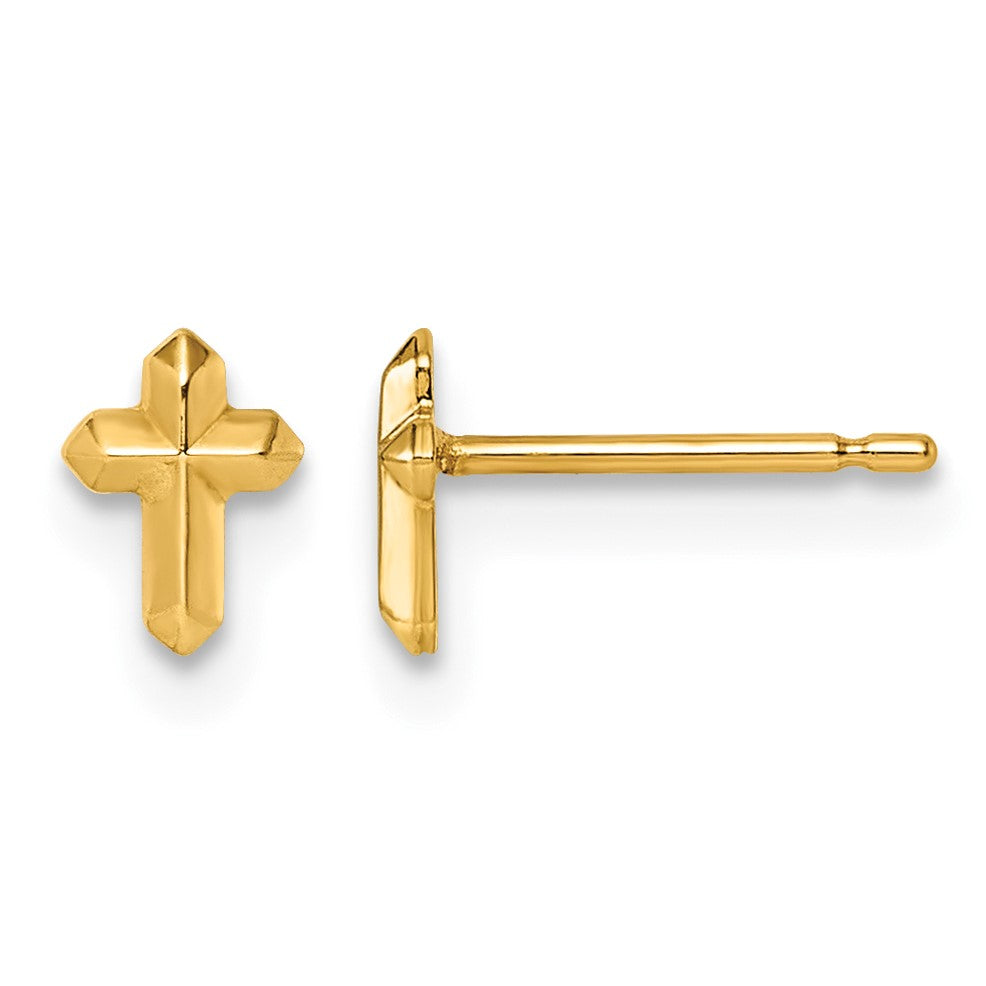 14K Polished Cross Post Earrings