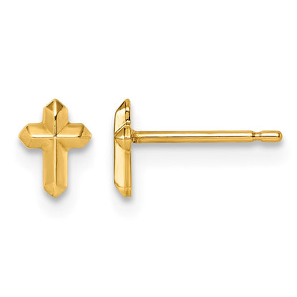14K Polished Cross Post Earrings