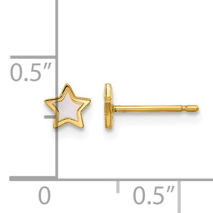 14K Polished Mother of Pearl Star Post Earrings