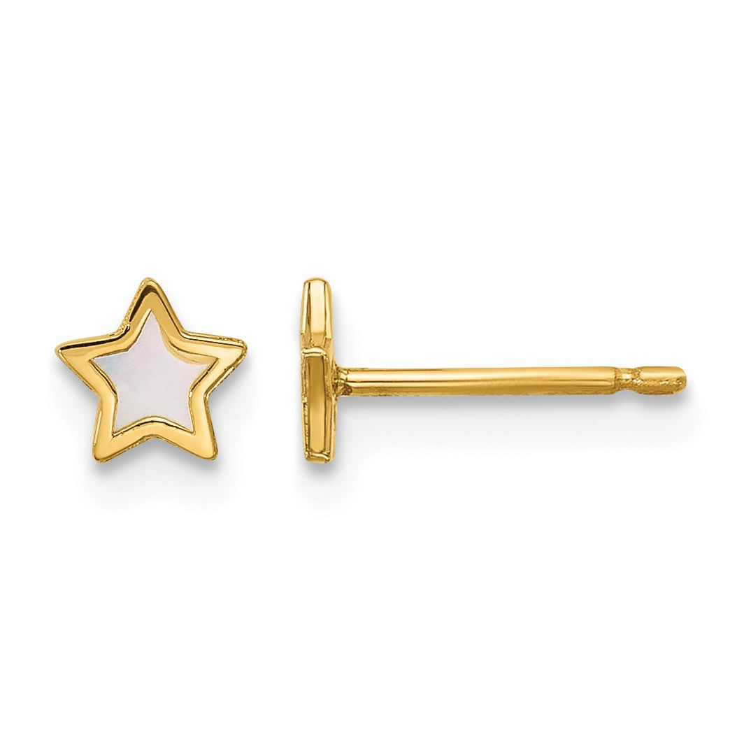 14K Polished Mother of Pearl Star Post Earrings
