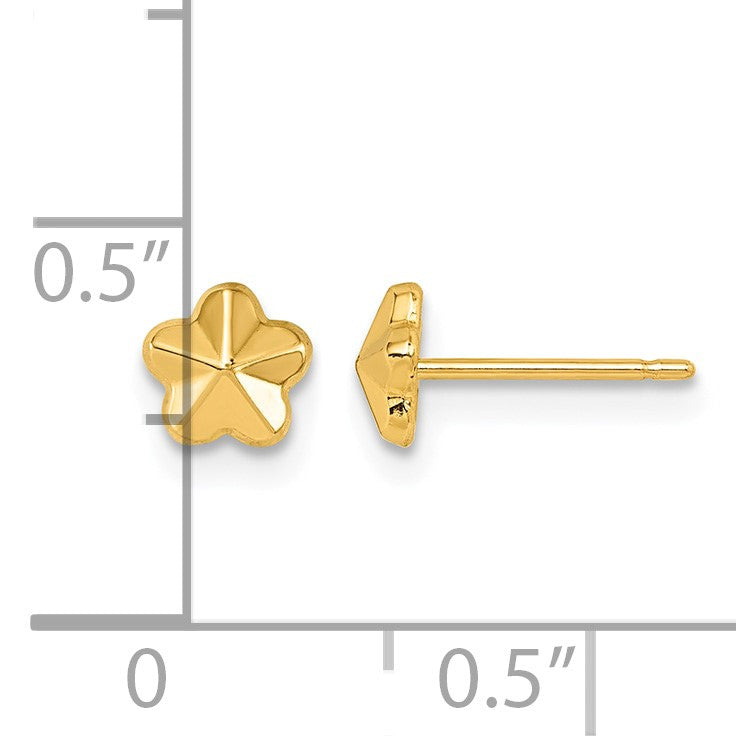 14K Polished Flower Post Earrings