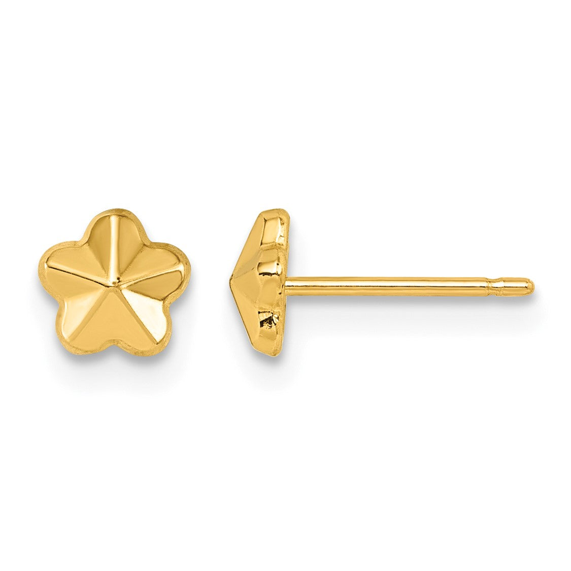 14K Polished Flower Post Earrings