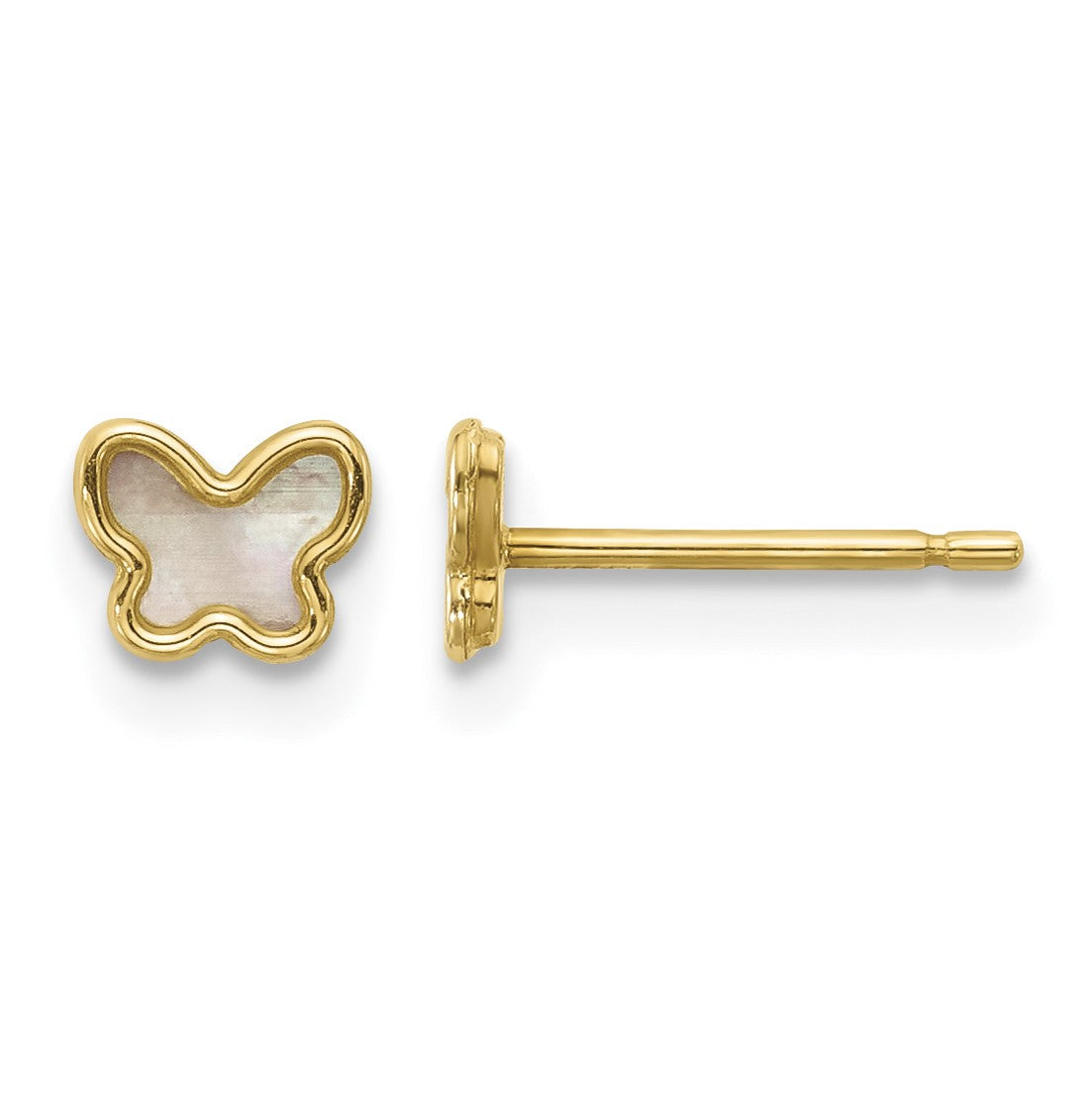 14K Polished Mother of Pearl Butterfly Post Earrings