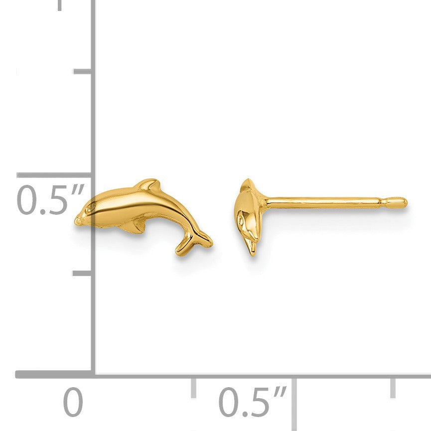14K Polished Dolphin Post Earrings