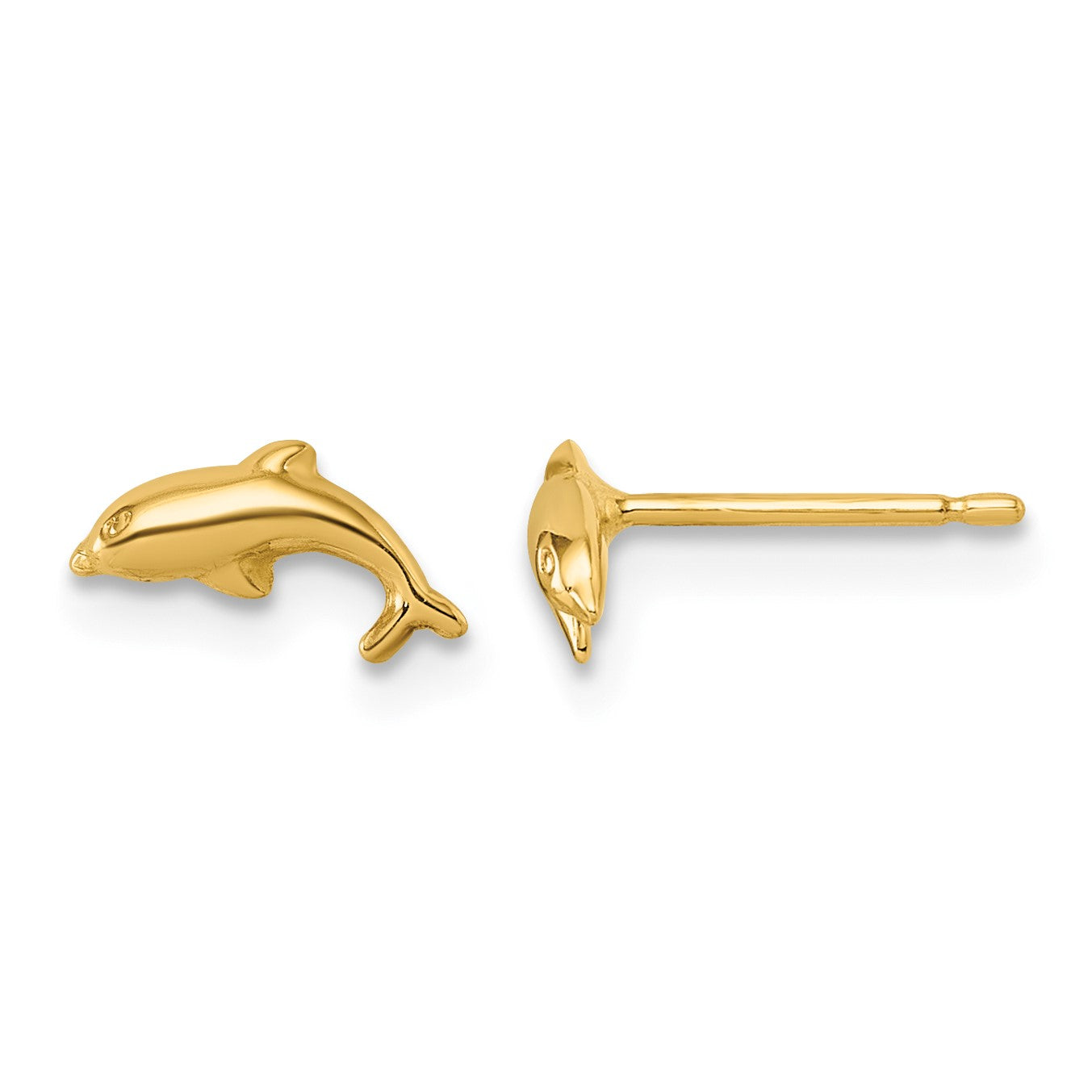 14K Polished Dolphin Post Earrings