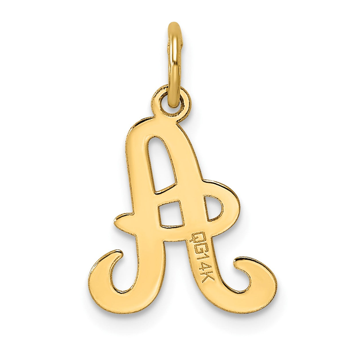 14KY Script Letter A Initial Charm