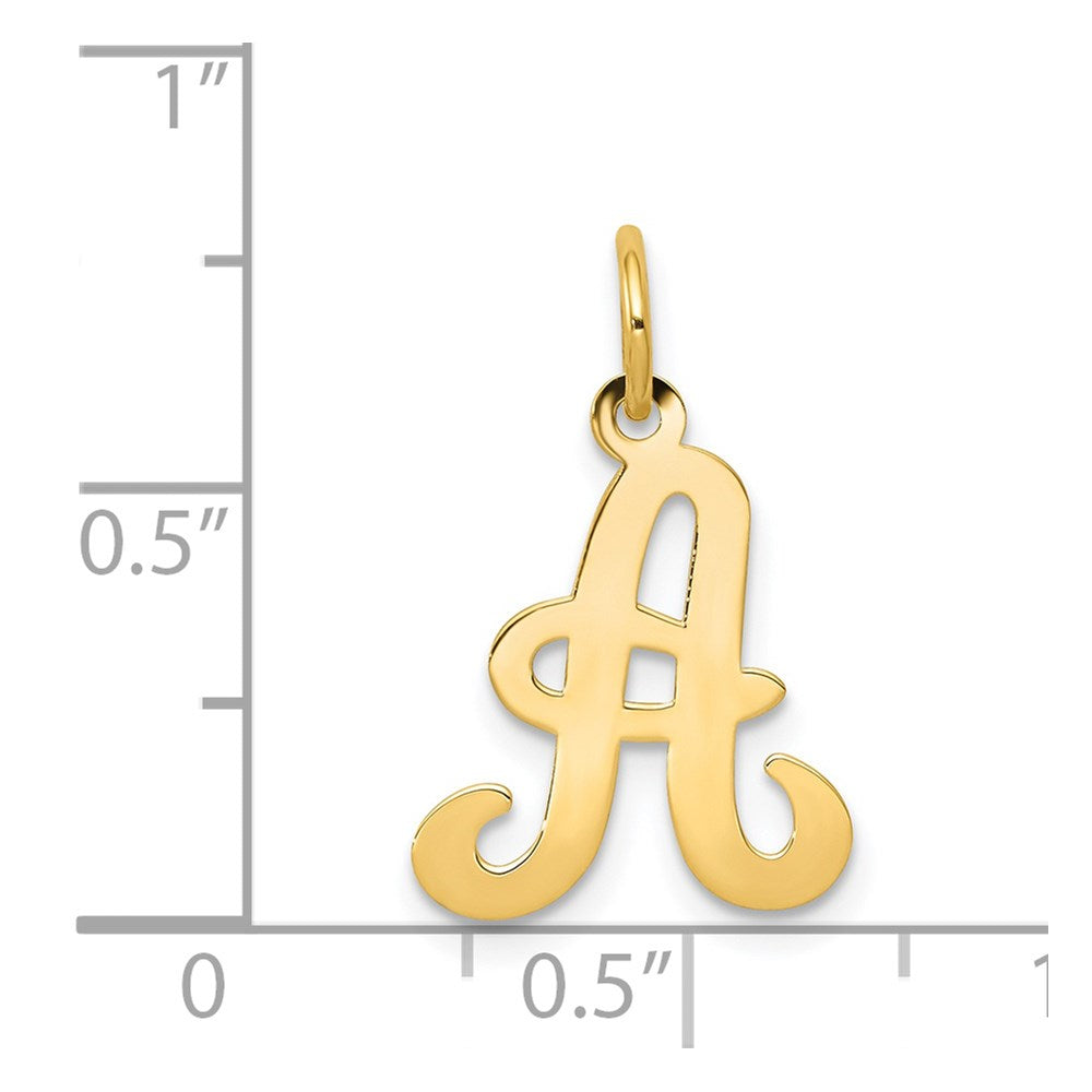 14KY Script Letter A Initial Charm